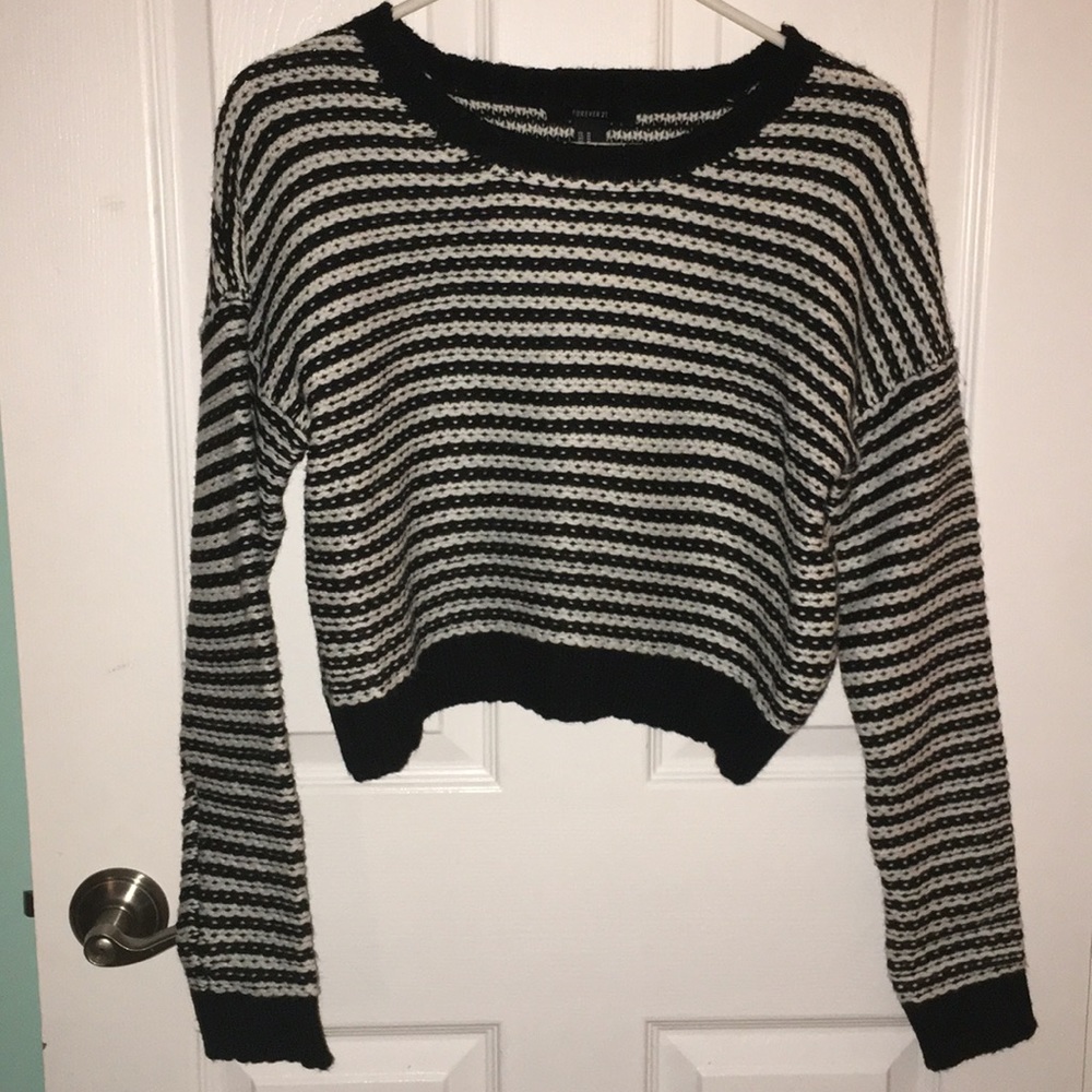 Forever 21 striped crop knit sweater, medium
